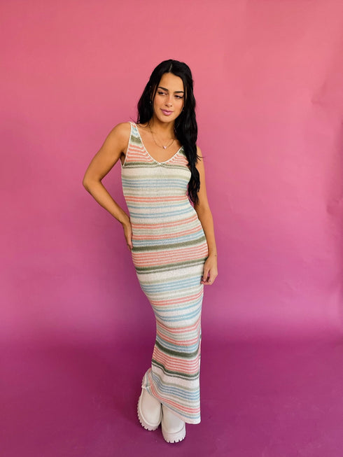 Beach & Disco Knit Dress // Coral Multi