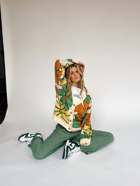 Flower Power Cardigan// Green