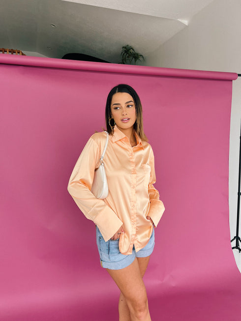 Satin Summer Top// Peach