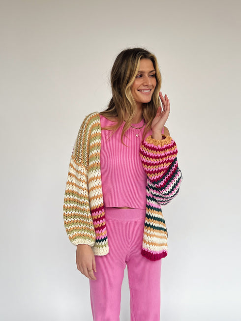 Flower Market Ribbed Pant // Pink