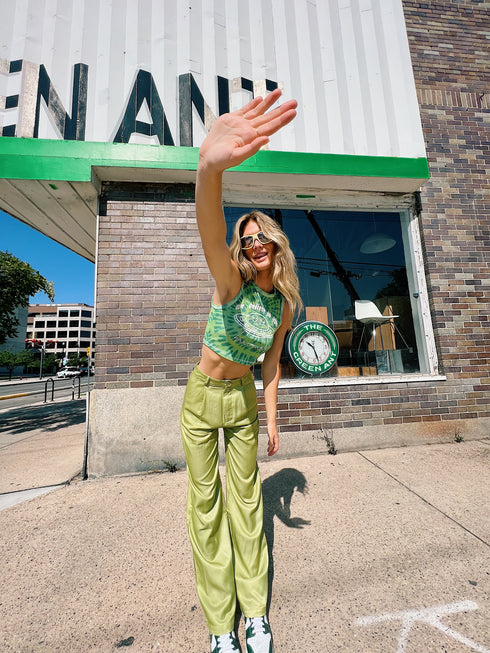 Stay Bold Satin Pants// Green