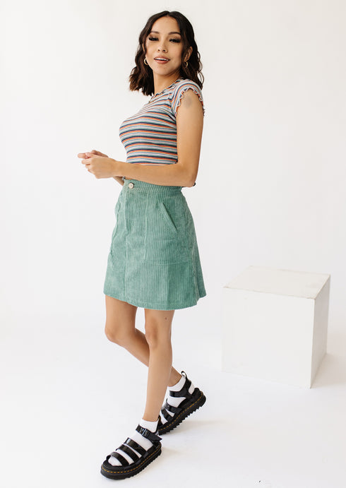 With The Band Mini Skirt// Teal