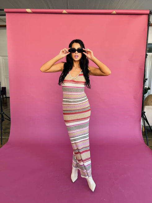 Beach & Disco Knit Dress // Pink Multi