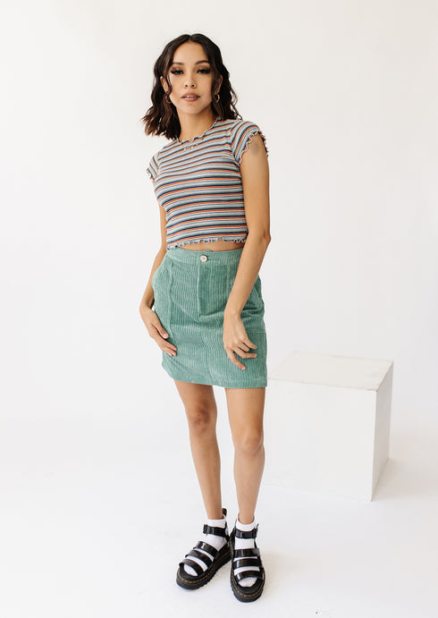 With The Band Mini Skirt// Teal
