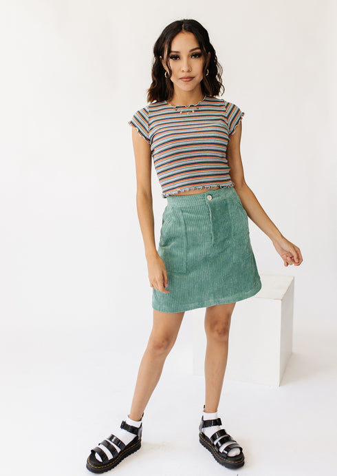 With The Band Mini Skirt// Teal