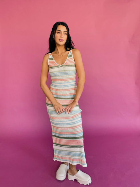 Beach & Disco Knit Dress // Coral Multi