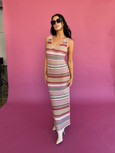 Beach & Disco Knit Dress // Pink Multi