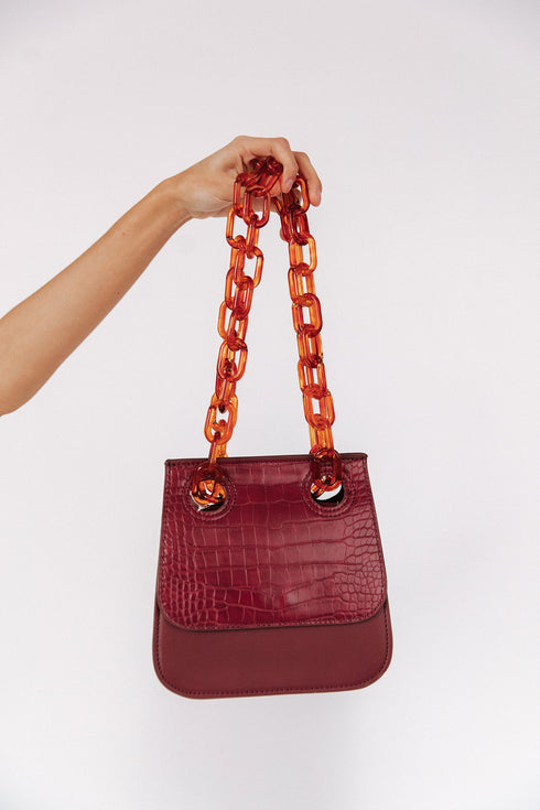 Uptown Croc Bag// Burghandy