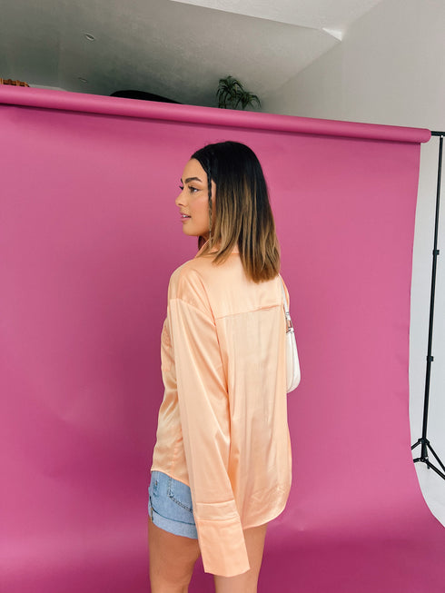 Satin Summer Top// Peach