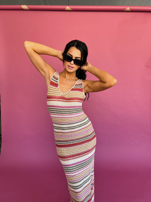 Beach & Disco Knit Dress // Pink Multi