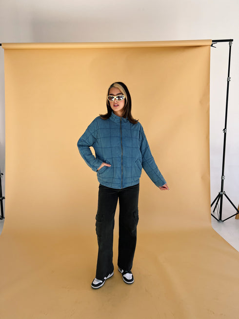 Forever Flame Quilted Jacket// Denim