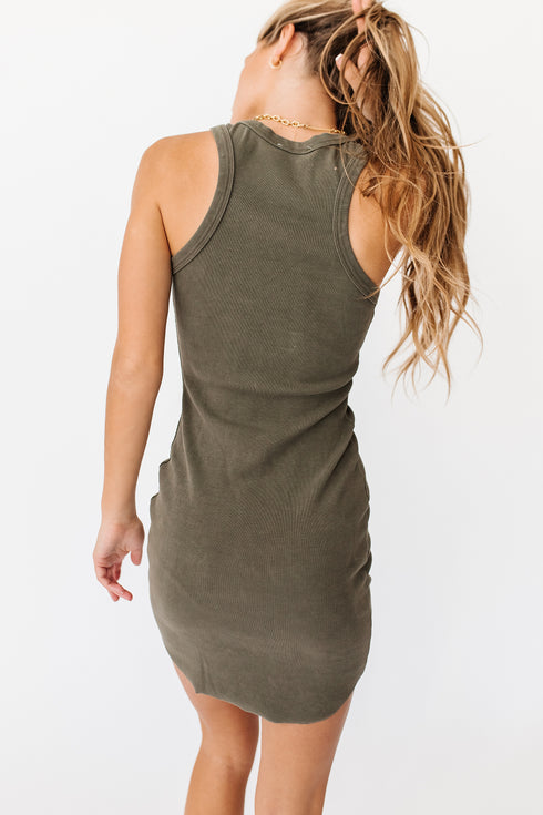 Electric Dreams Ribbed Dress // Olive