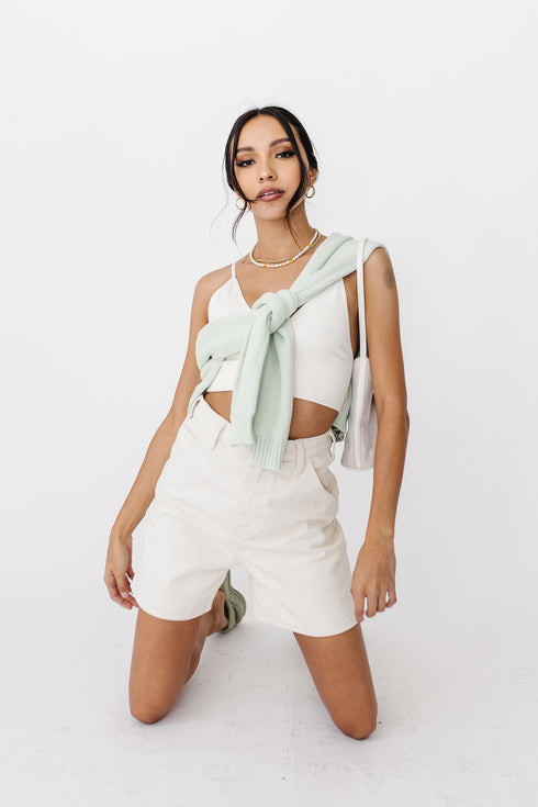 Call Me Ribbed Brami// Cream