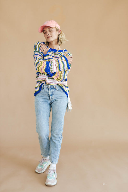 Different Strokes Knit Sweater // Cobalt