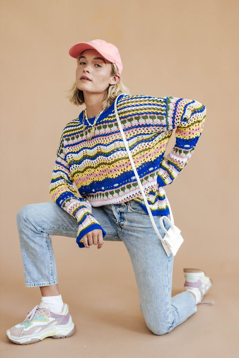 Different Strokes Knit Sweater // Cobalt