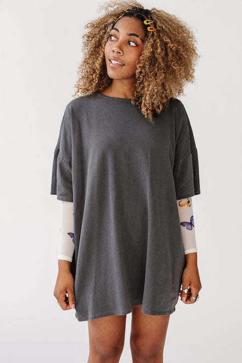 New Rules Oversized Tee// Charcoal