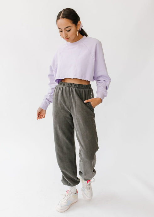 Vibe Check Washed Pant// Charcoal