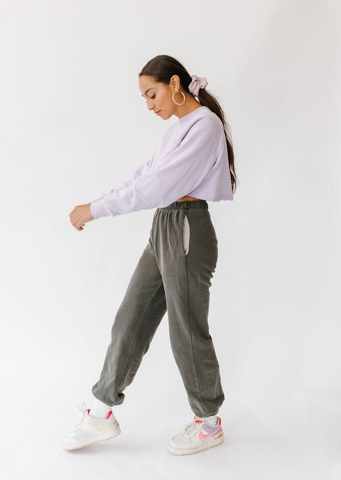 Vibe Check Washed Pant// Charcoal