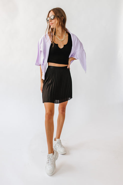 Trend Setter Pleated Skirt// Black