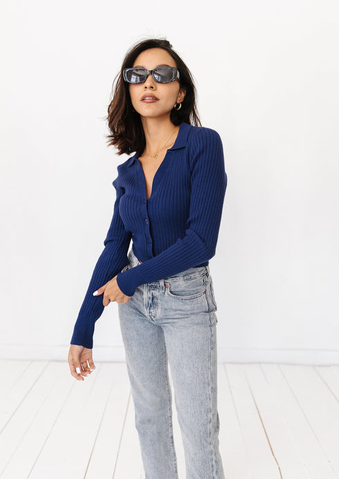 Fashion Forward Ribbed Knit// Cobalt