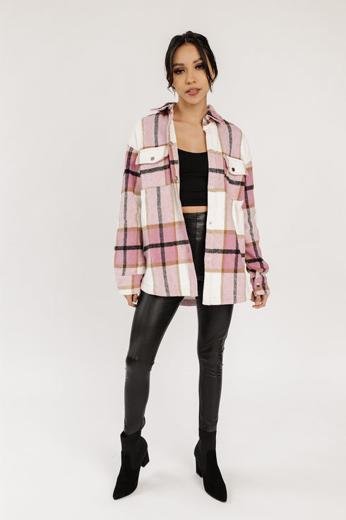On The Verge Plaid Jacket// Pink *RESTOCKED*