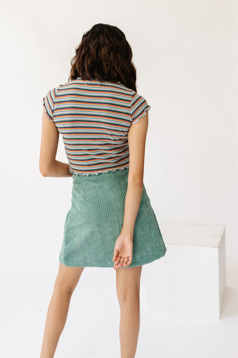 With The Band Mini Skirt// Teal
