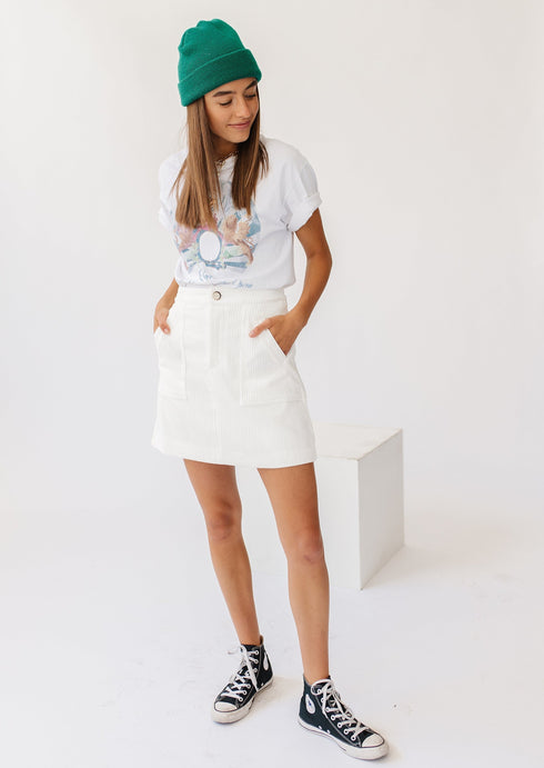 With The Band Mini Skirt// Cream