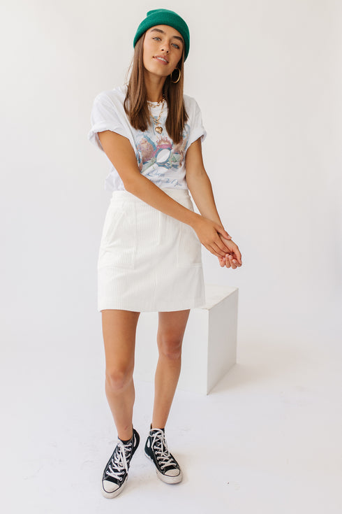 With The Band Mini Skirt// Cream