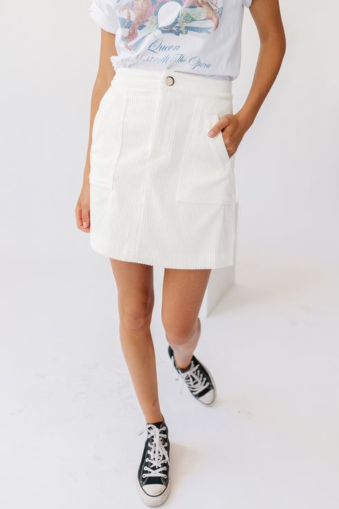 With The Band Mini Skirt// Cream