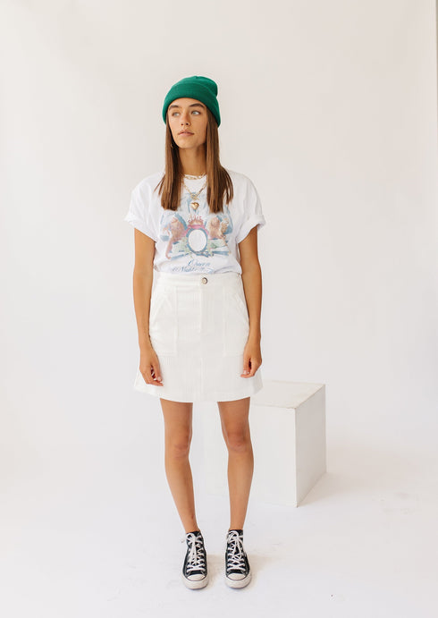 With The Band Mini Skirt// Cream