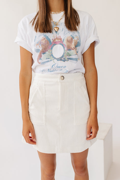 With The Band Mini Skirt// Cream