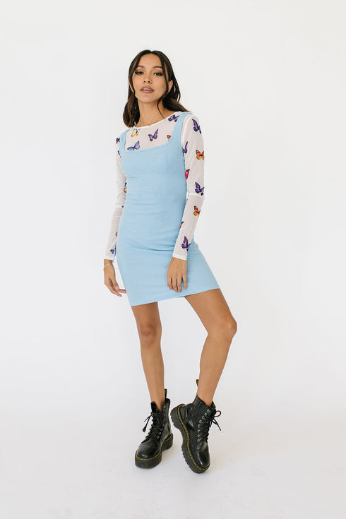 Sunset Driving Ribbed Dress// Sky