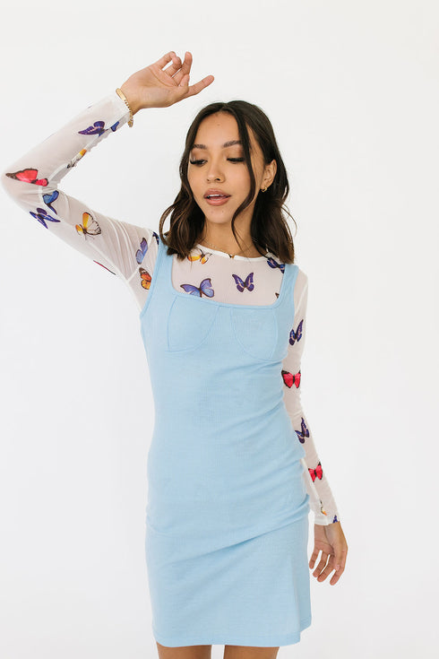 Sunset Driving Ribbed Dress// Sky