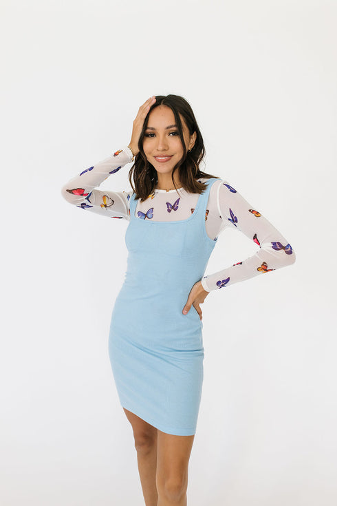 Sunset Driving Ribbed Dress// Sky