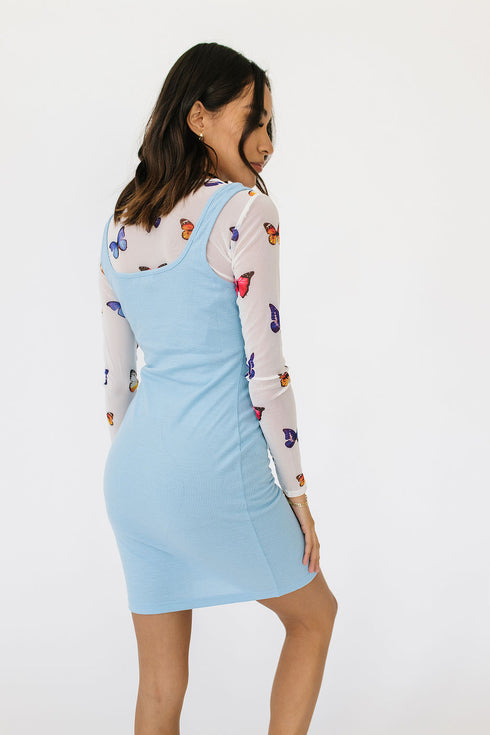 Sunset Driving Ribbed Dress// Sky