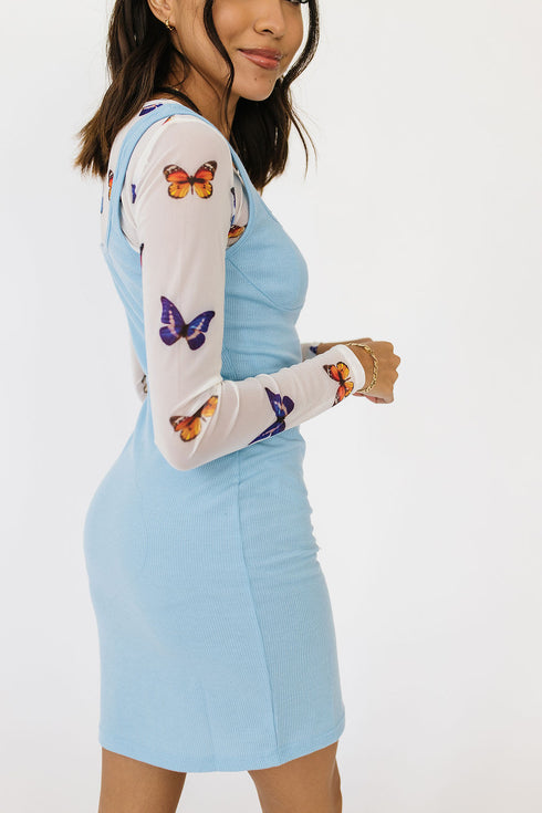 Sunset Driving Ribbed Dress// Sky