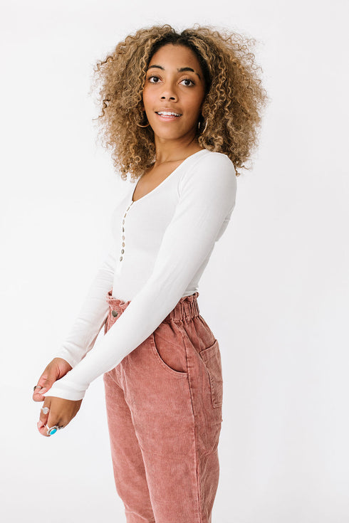 Love Lines Ribbed Top// White