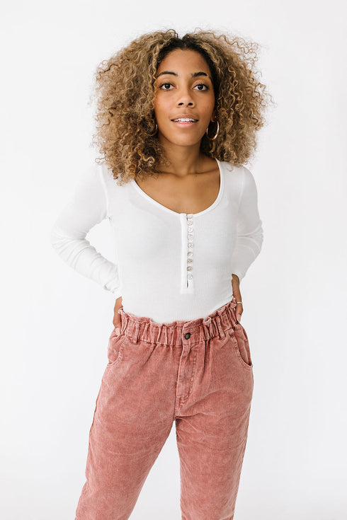 Love Lines Ribbed Top// White