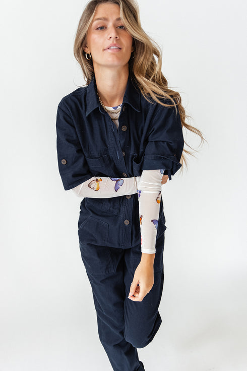New York Street Utility Jumpsuit// Midnight Denim