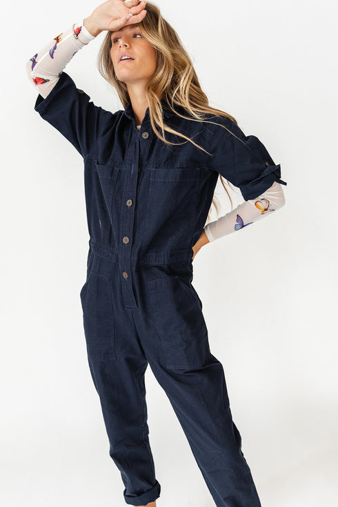 New York Street Utility Jumpsuit// Midnight Denim