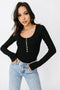 Love Lines Ribbed Top// Black