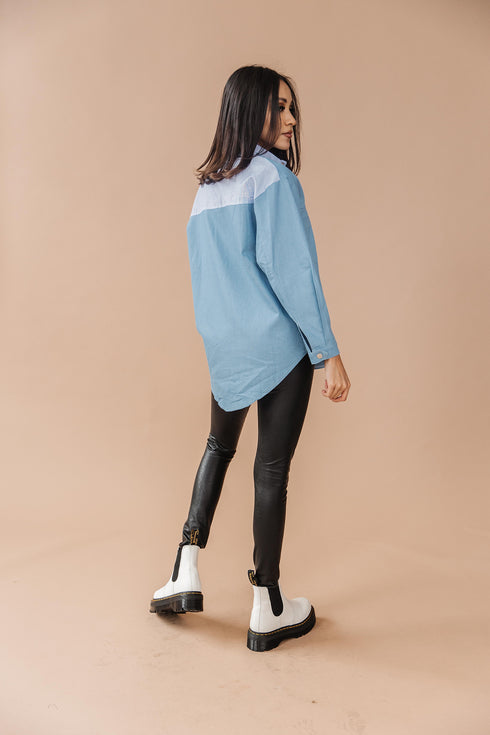 Hailey Denim Button-Up Top