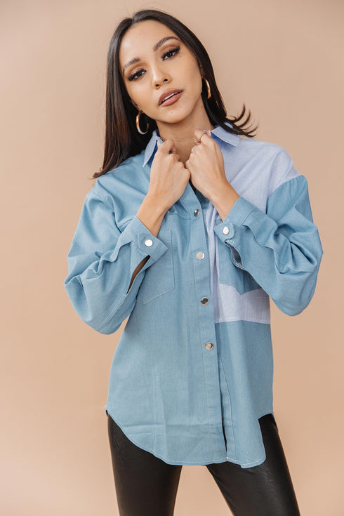 Hailey Denim Button-Up Top