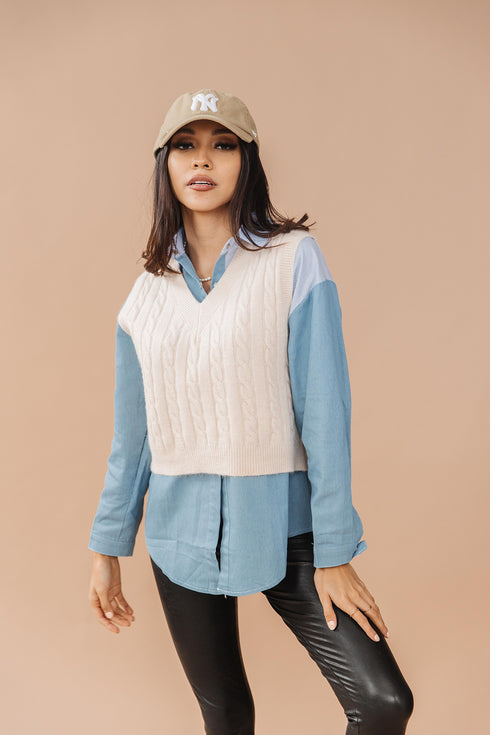 Hailey Denim Button-Up Top