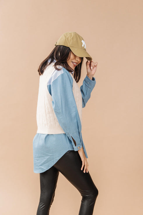 Hailey Denim Button-Up Top