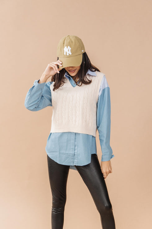 Hailey Denim Button-Up Top