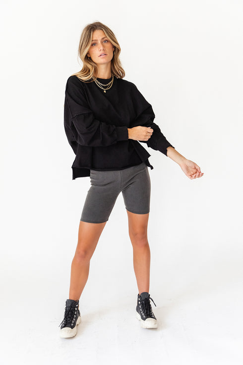 Switch Up Biker Short// Charcoal