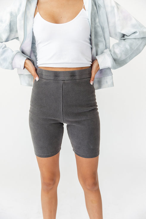 Switch Up Biker Short// Charcoal