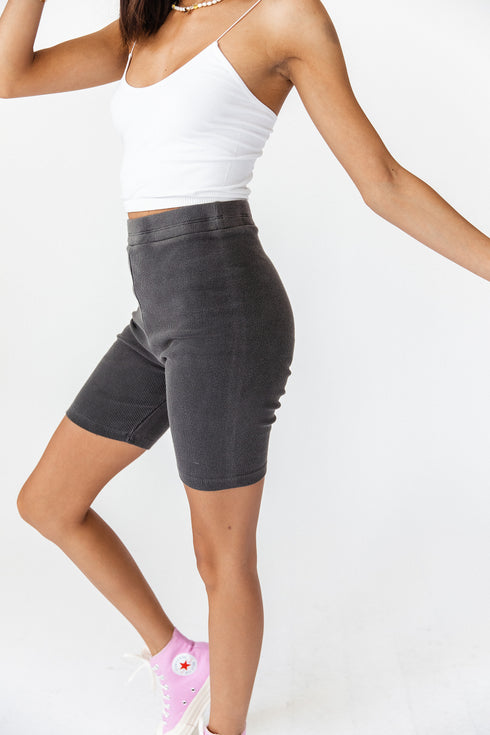 Switch Up Biker Short// Charcoal
