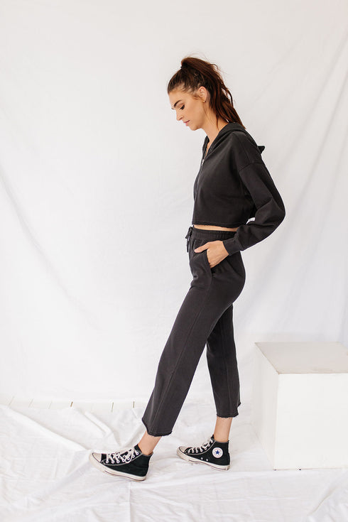 Playing To Win Cropped Hoodie// Ink